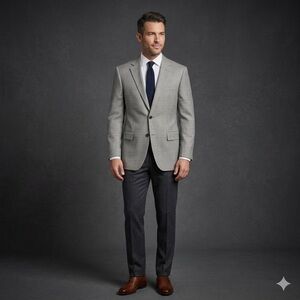 Pronto Uomo Men's 44R Light Gray Sport Coat Blazer Jacket Silk Wool Windowpane